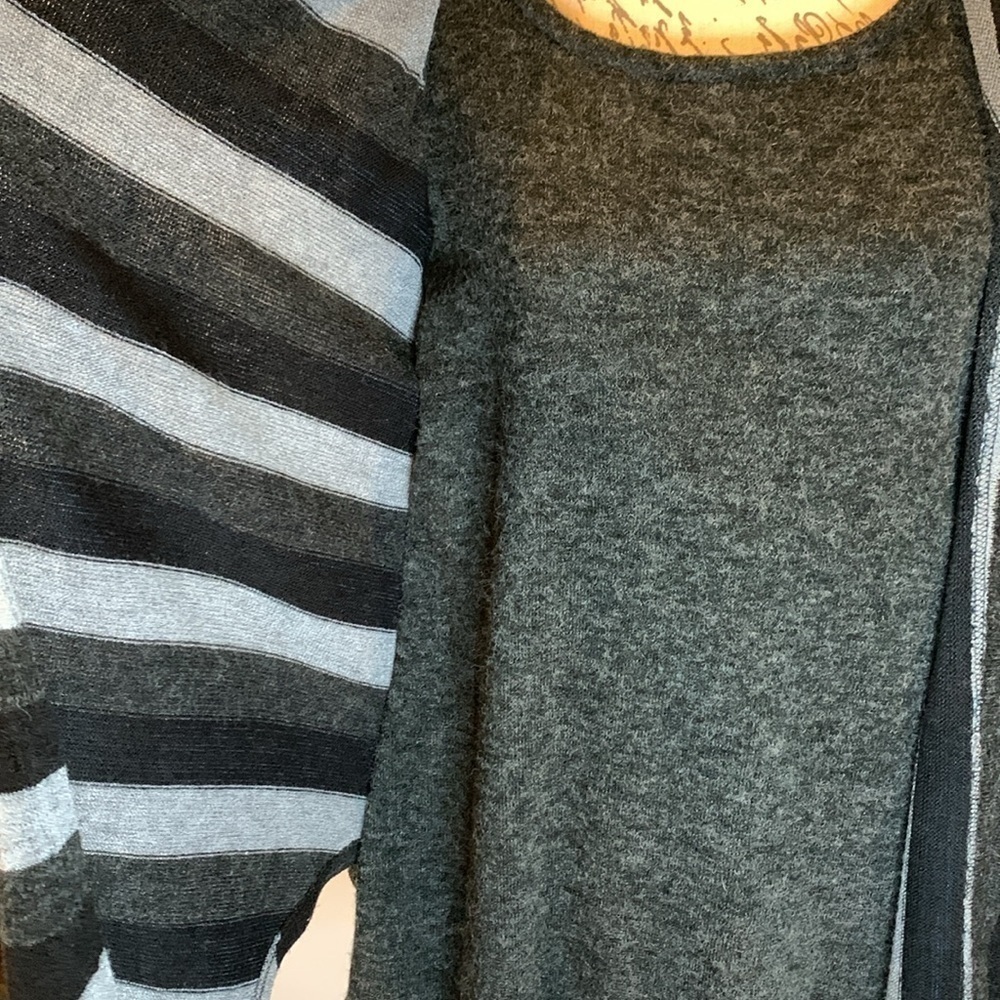 Anthropologie A’Reve tunic length striped sweater 2 piece look asymmetrical M - Picture 8 of 9